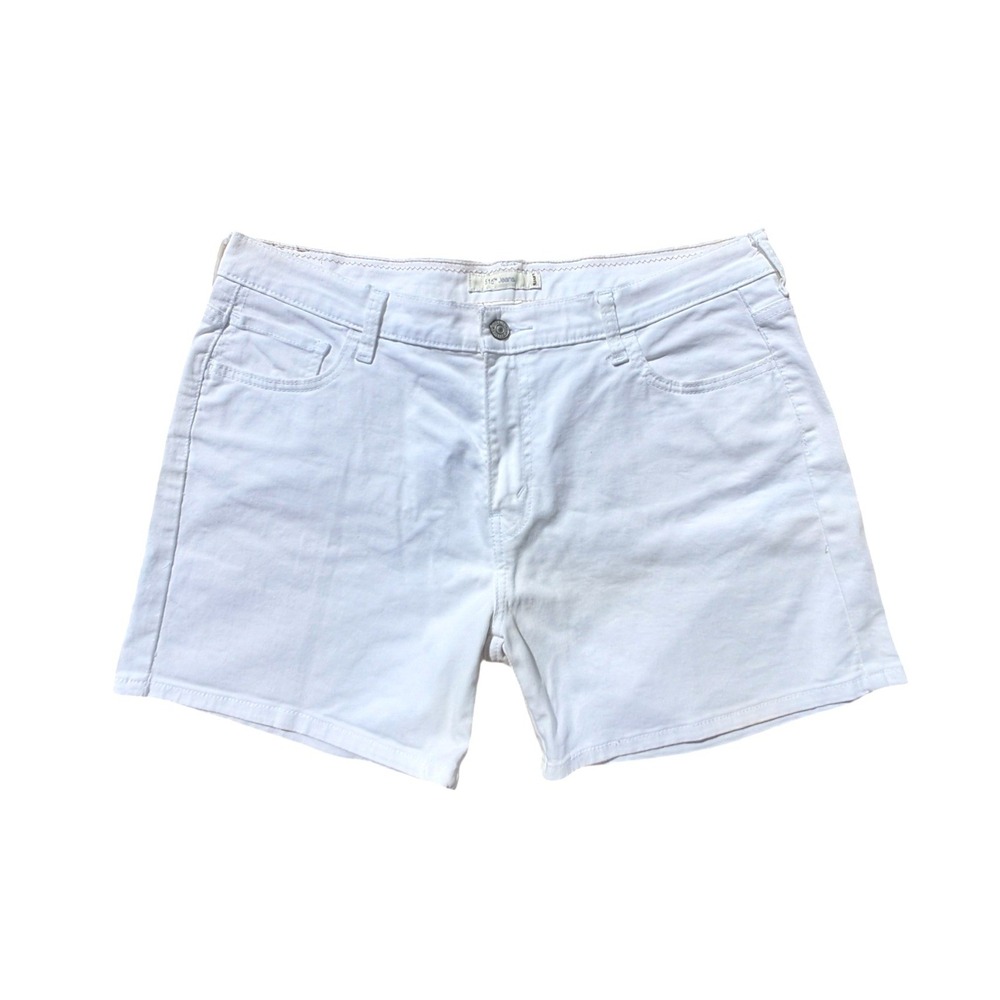 Levi's 515 White Denim Shorts Women Size 16 Mid Rise Stretch Classic Fit Summer